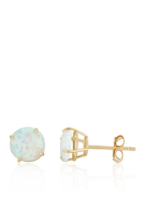 1.5 ct. t.w. Lab Created Opal Stud Earrings in 10K Yellow Gold