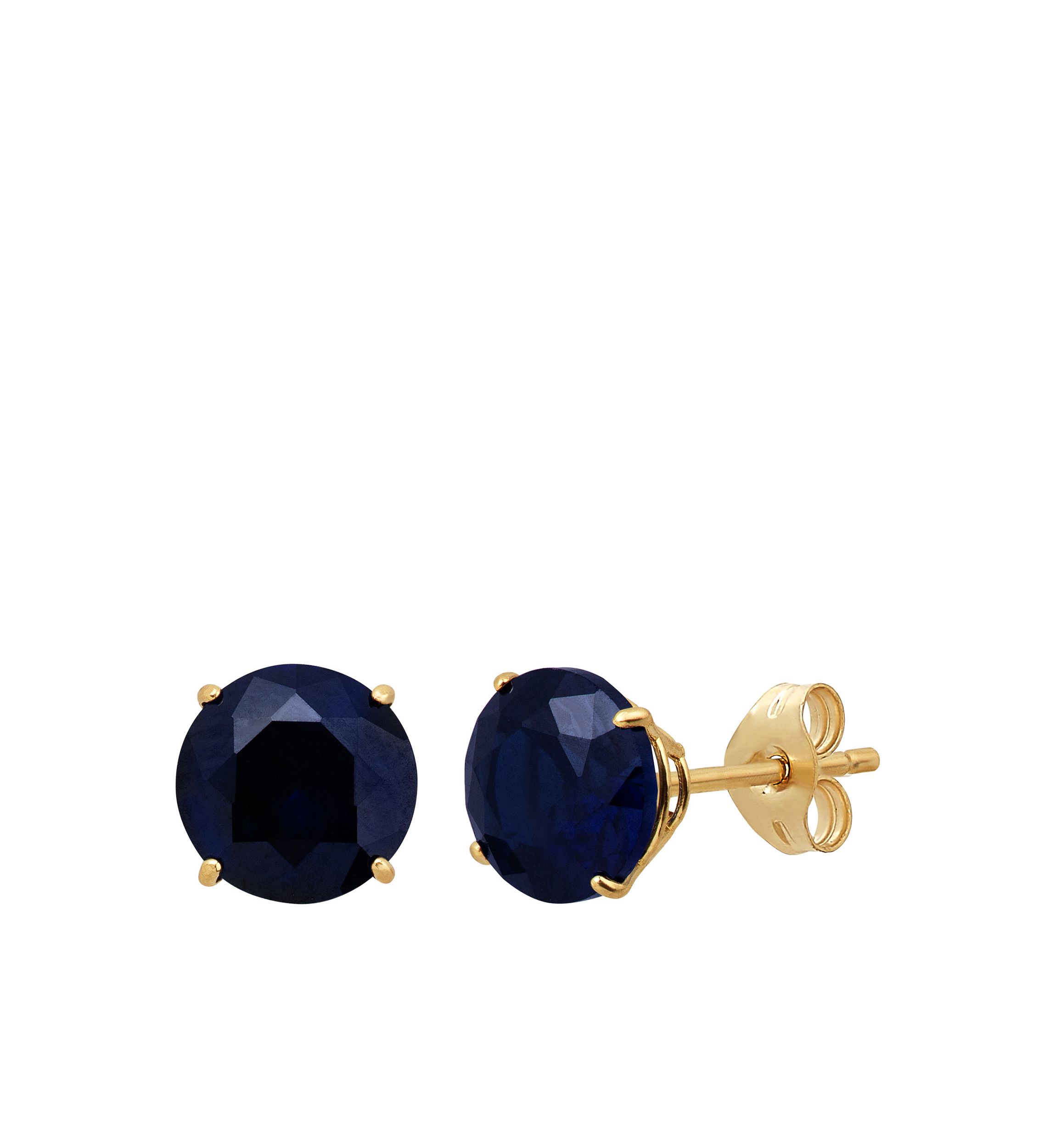Created Sapphire Earrings in 10k Yellow Gold 