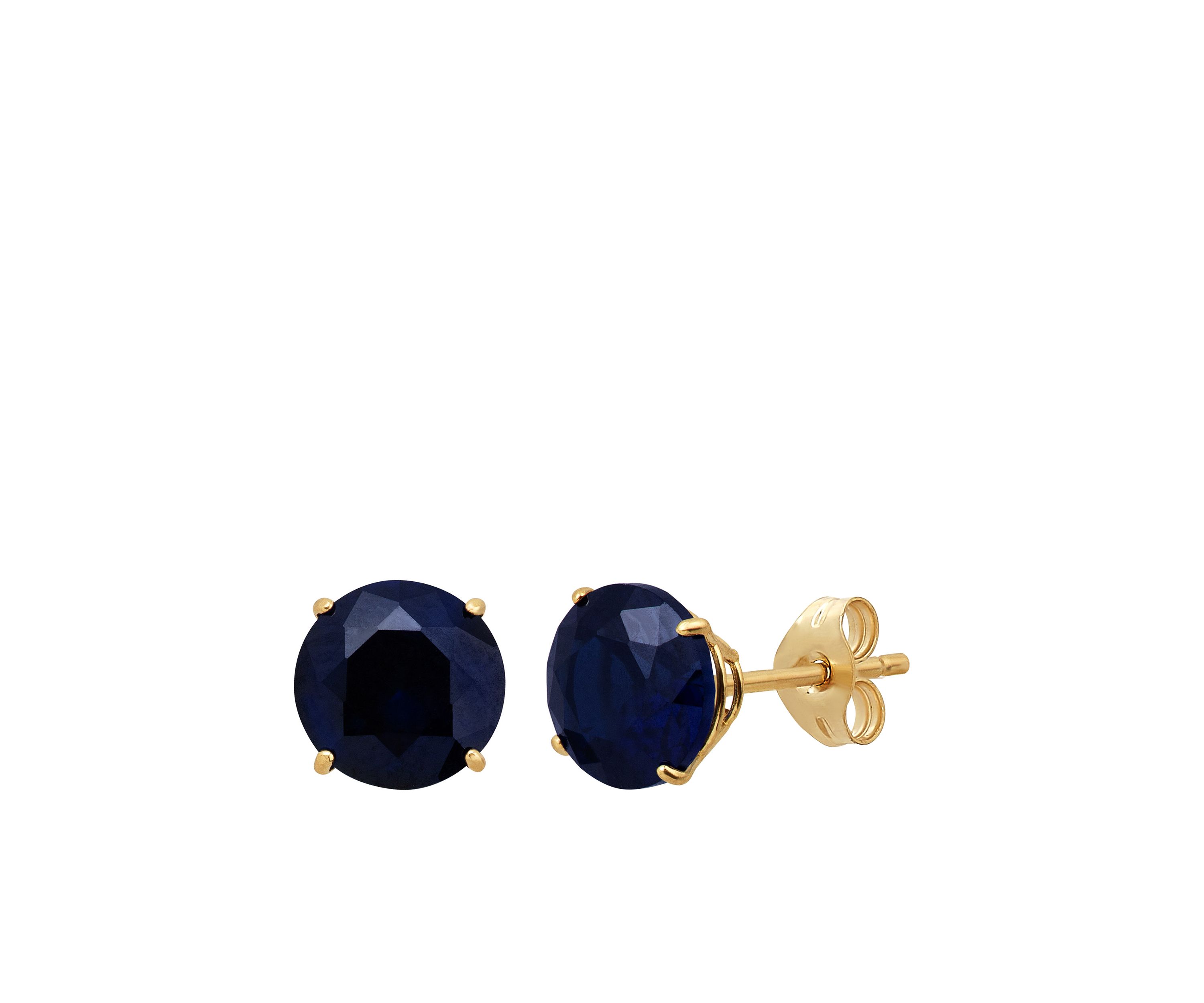 Created Sapphire Earrings in 10k Yellow Gold 