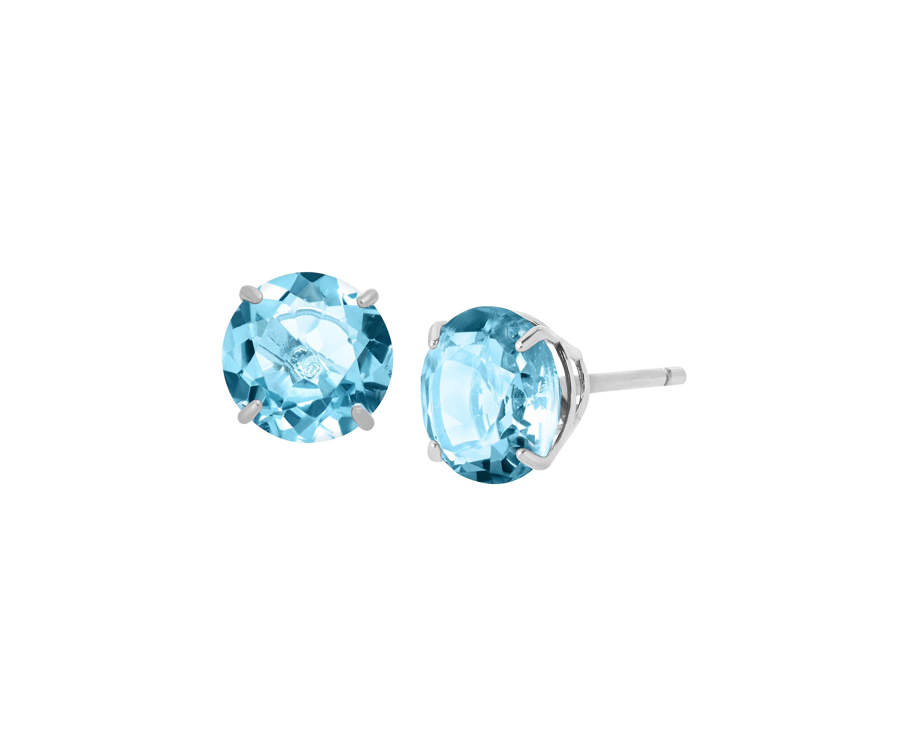 Swiss Blue Topaz Stud Earrings in 10K White Gold