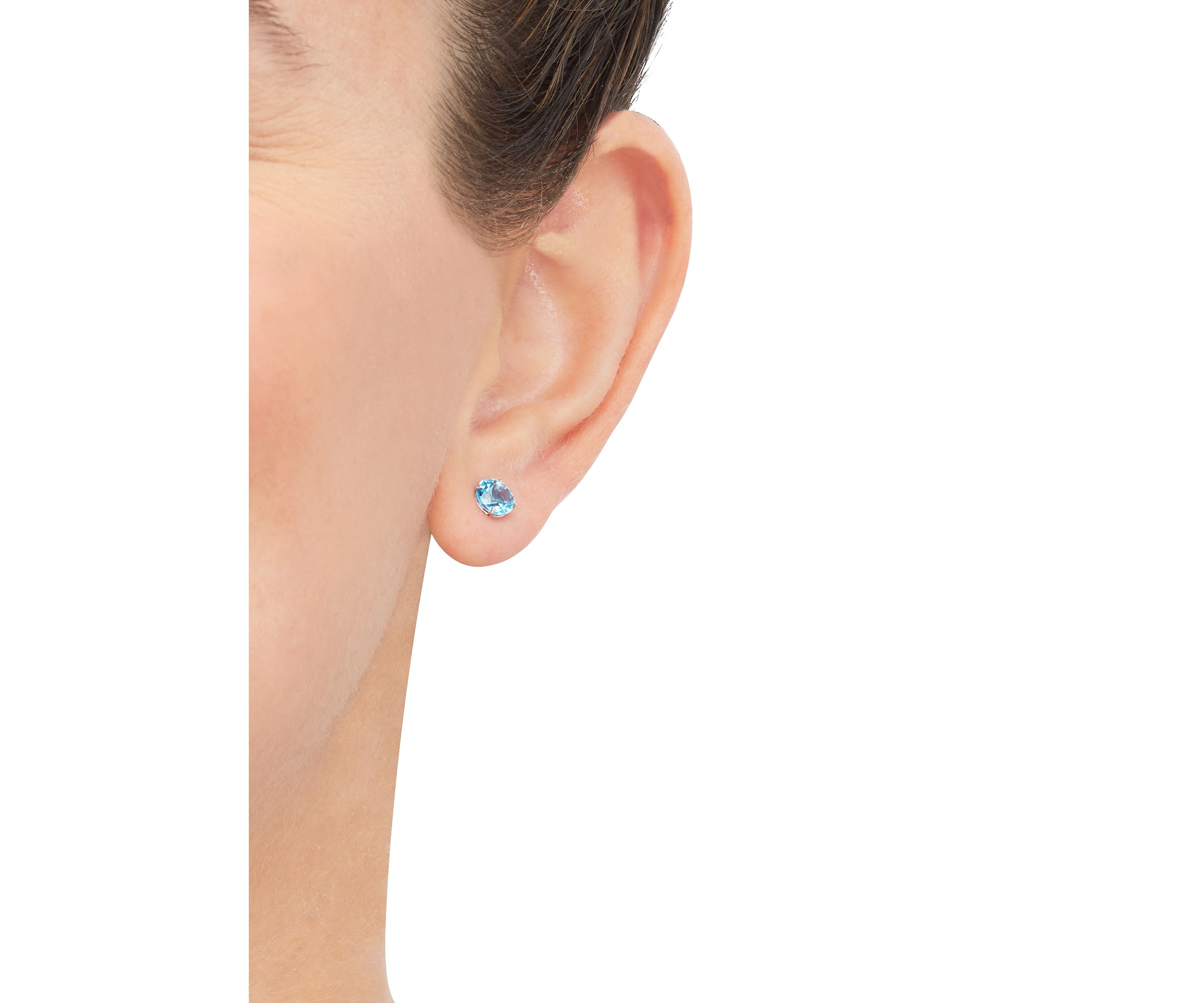 Swiss Blue Topaz Stud Earrings in 10K White Gold