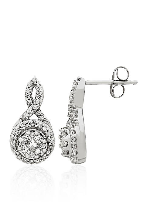 Belk & Co. Diamond Cluster Drop Earrings in
