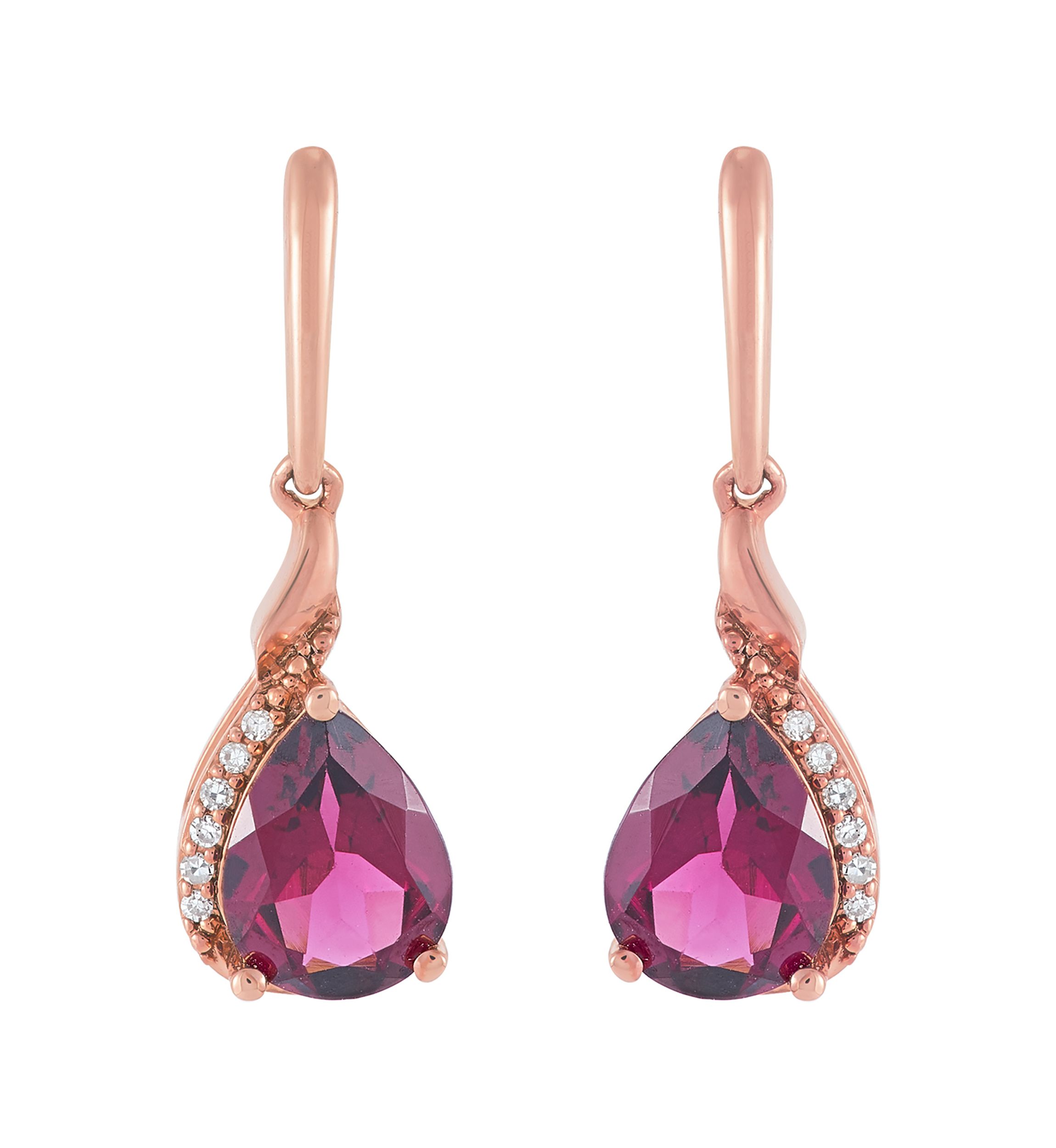 Rhodolite Garnet and Diamond Accent Earring in 10K Rose Gold