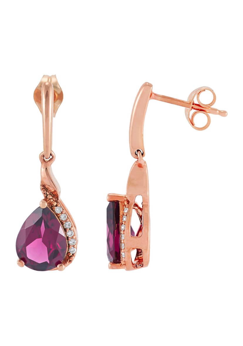 Rhodolite Garnet and Diamond Accent Earring in 10K Rose Gold