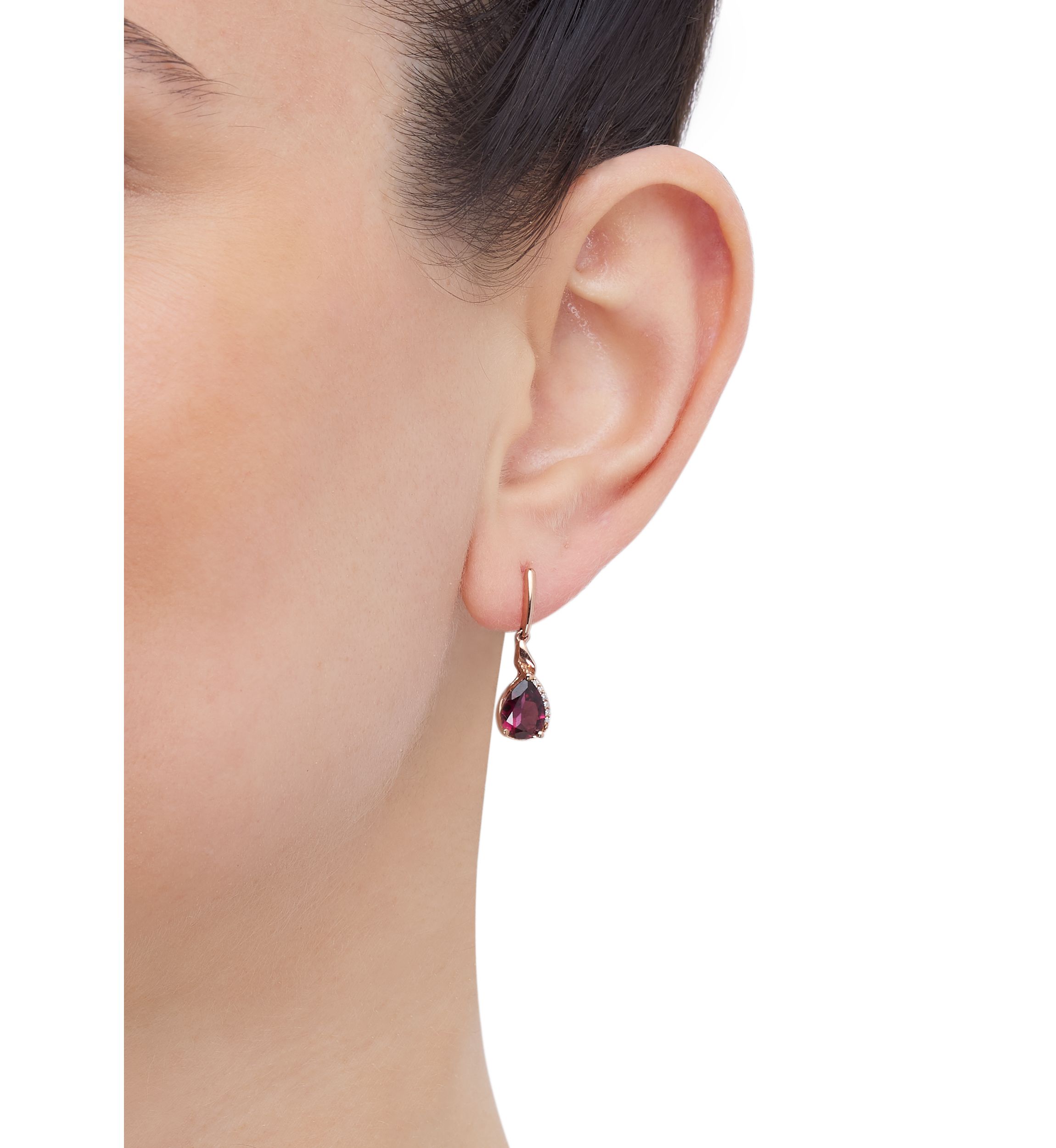Rhodolite Garnet and Diamond Accent Earring in 10K Rose Gold