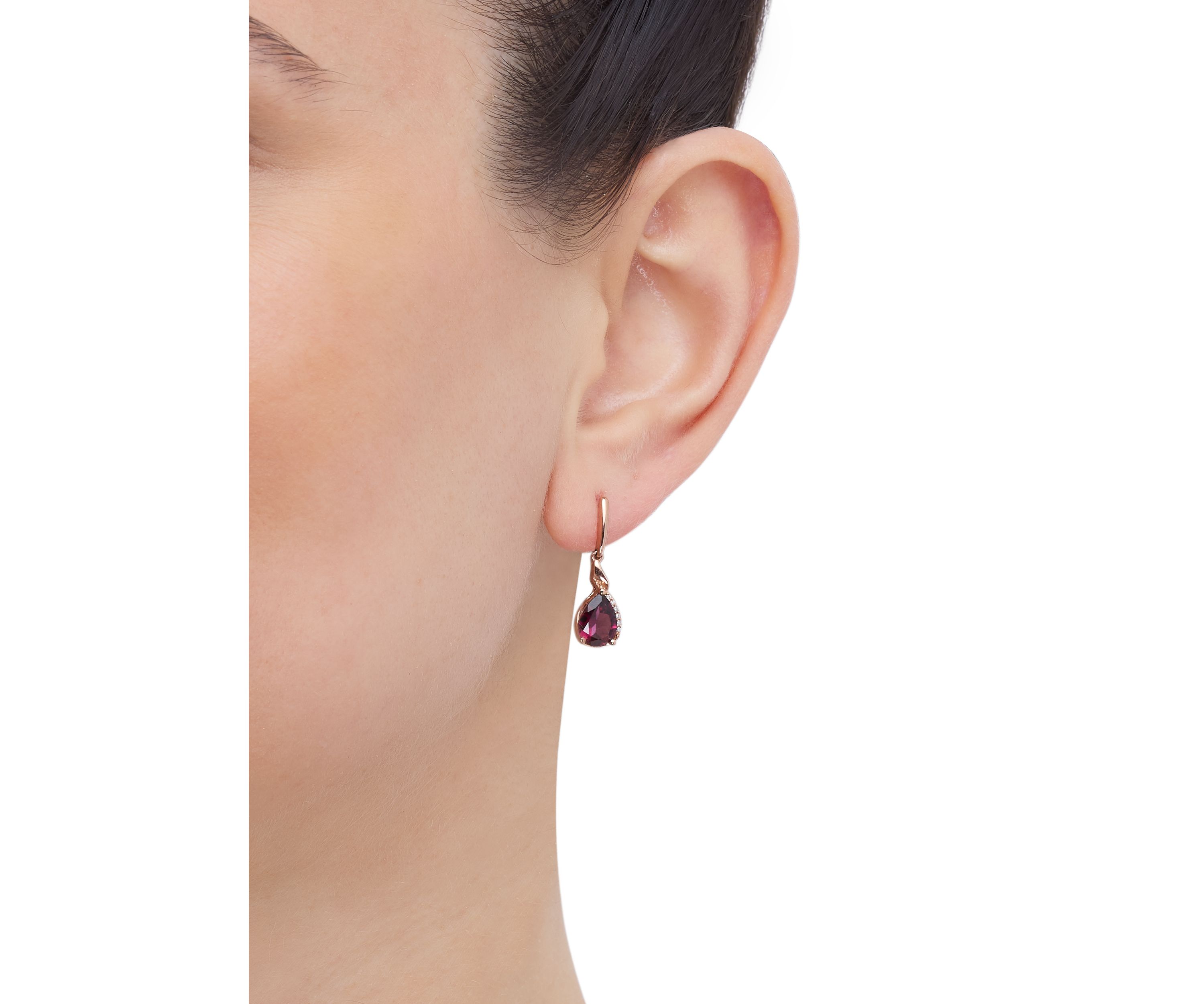 Rhodolite Garnet and Diamond Accent Earring in 10K Rose Gold