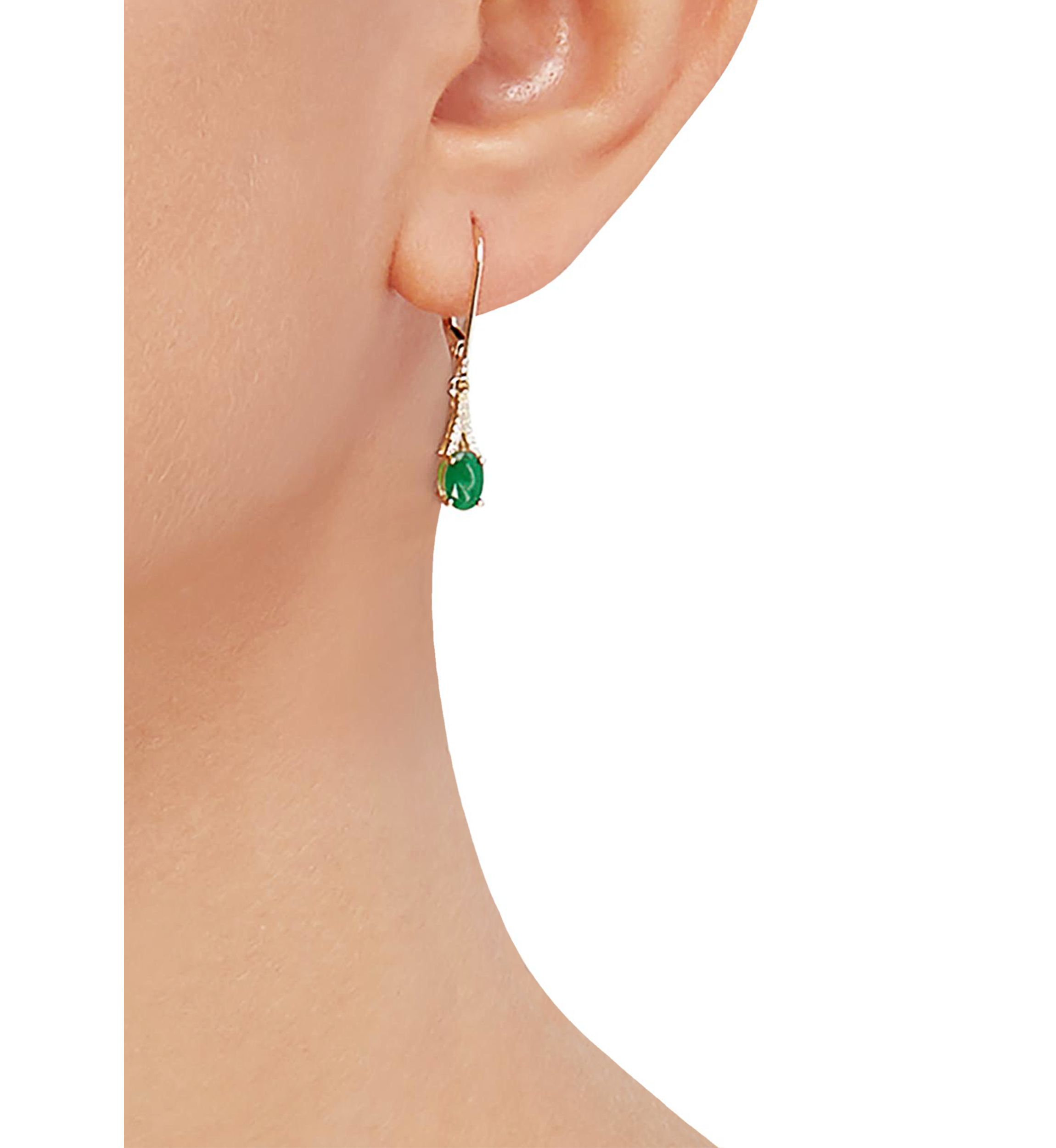 Diamond Accent and Emerald Earrings in 10K Yellow Gold