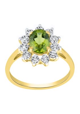 Belk & Co 1/10 ct. t.w. Diamond and Peridot Oval Ring in 10K Yellow Gold