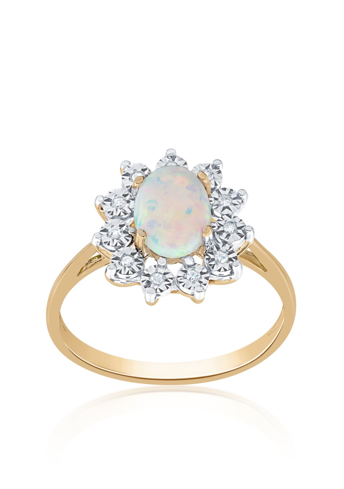 Opal and Diamond Ring in 10K Yellow Gold
