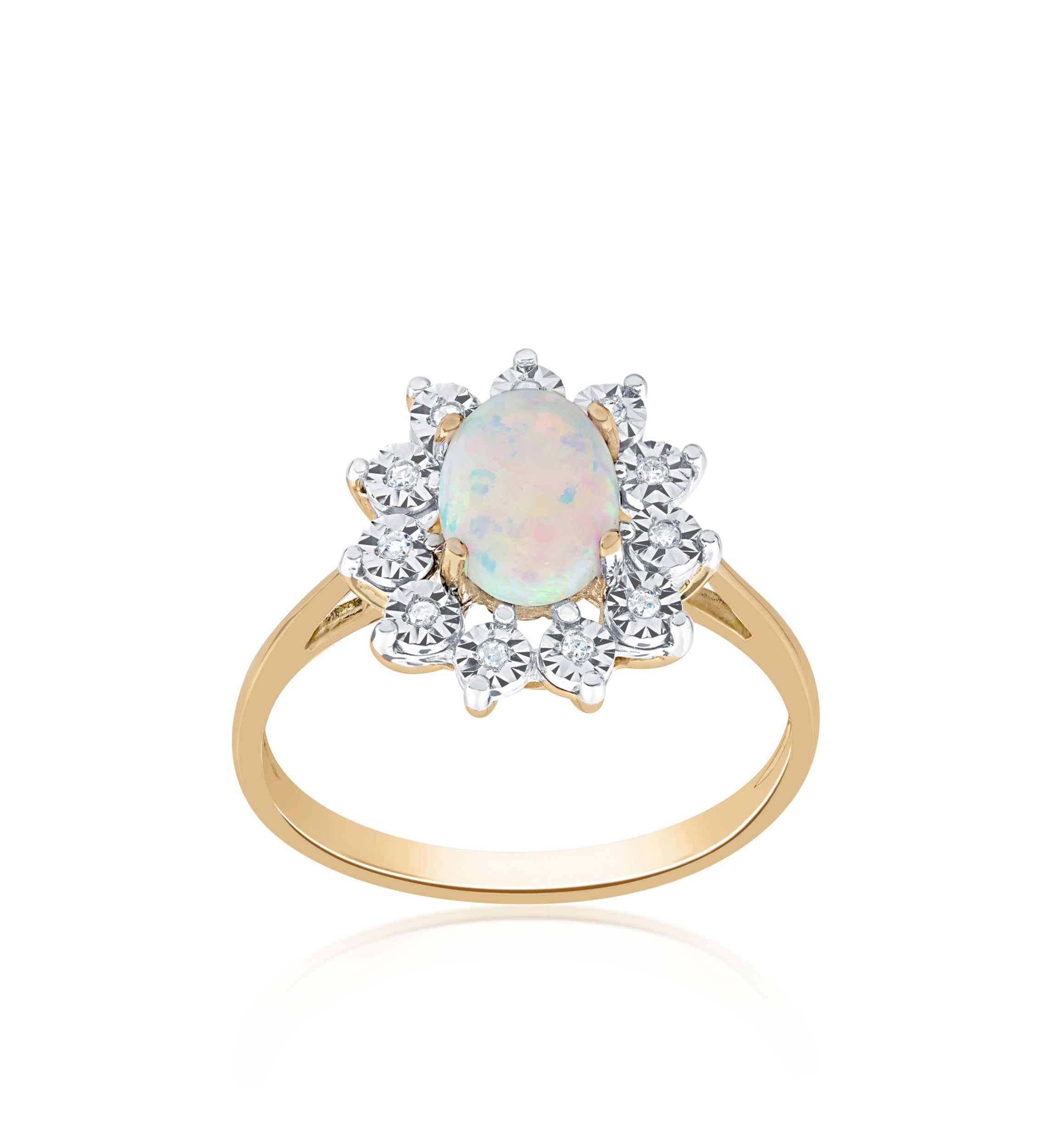 Opal and Diamond Ring in 10K Yellow Gold