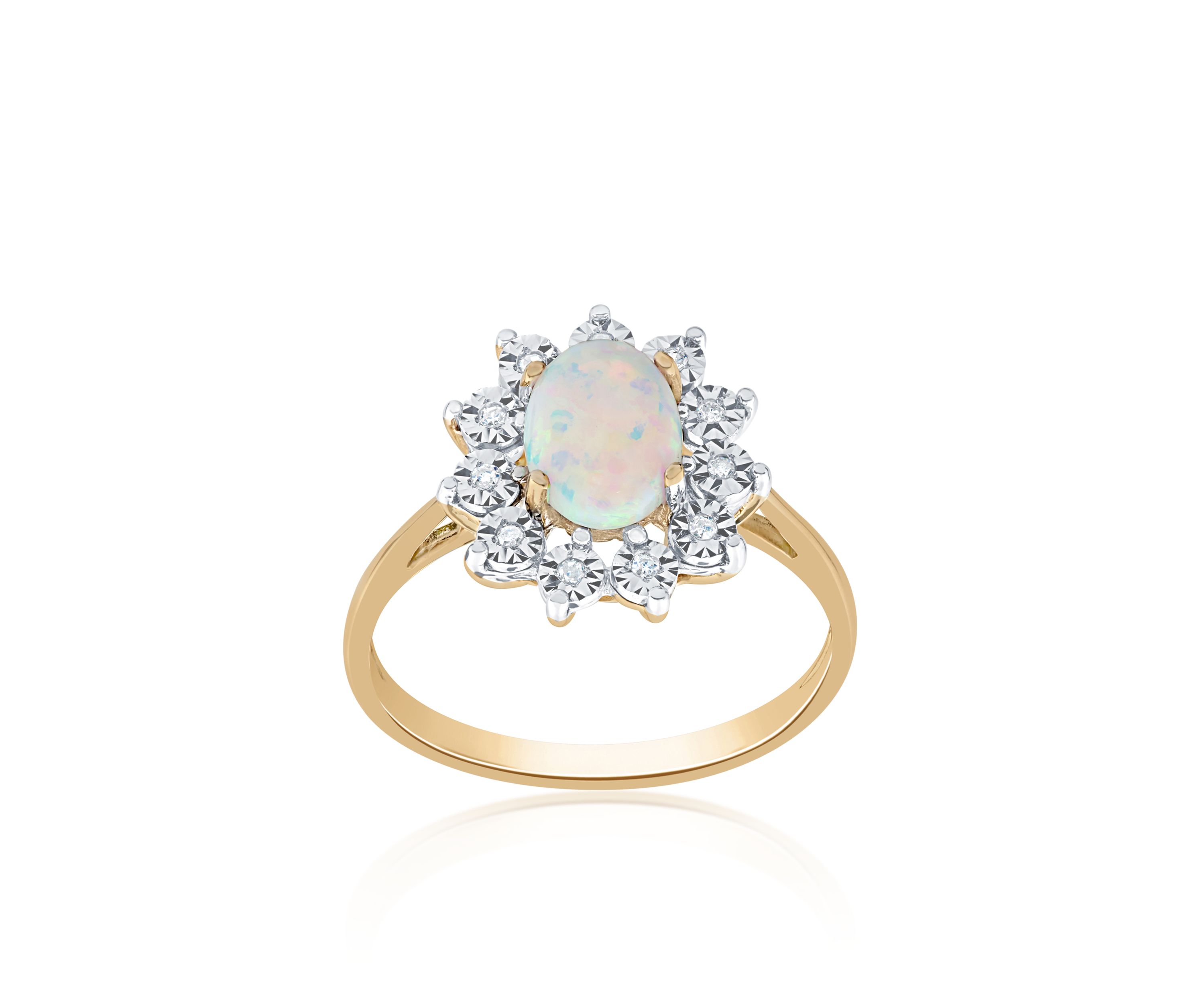Opal and Diamond Ring in 10K Yellow Gold