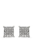 Diamond Cluster Earrings in 10k White Gold