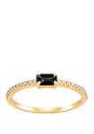 3/8 ct. t.w Onyx and 1/10 ct. t.w. Diamond Ring in 10K Yellow Gold
