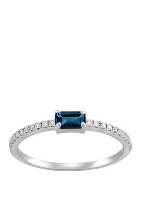 Belk & Co 1/10 Ct. T.w. Diamond And 3/8 Ct. T.w. London Blue Topaz Ring In 10K White Gold