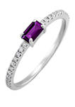 1/3 ct. t.w. Amethyst and 1/10 ct. t.w. Diamond Ring in 10K White Gold