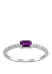 1/3 ct. t.w. Amethyst and 1/10 ct. t.w. Diamond Ring in 10K White Gold
