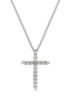 Belk & Co 1/4 Ct. T.w. Diamond Cross Pendant Necklace In 10K White Gold