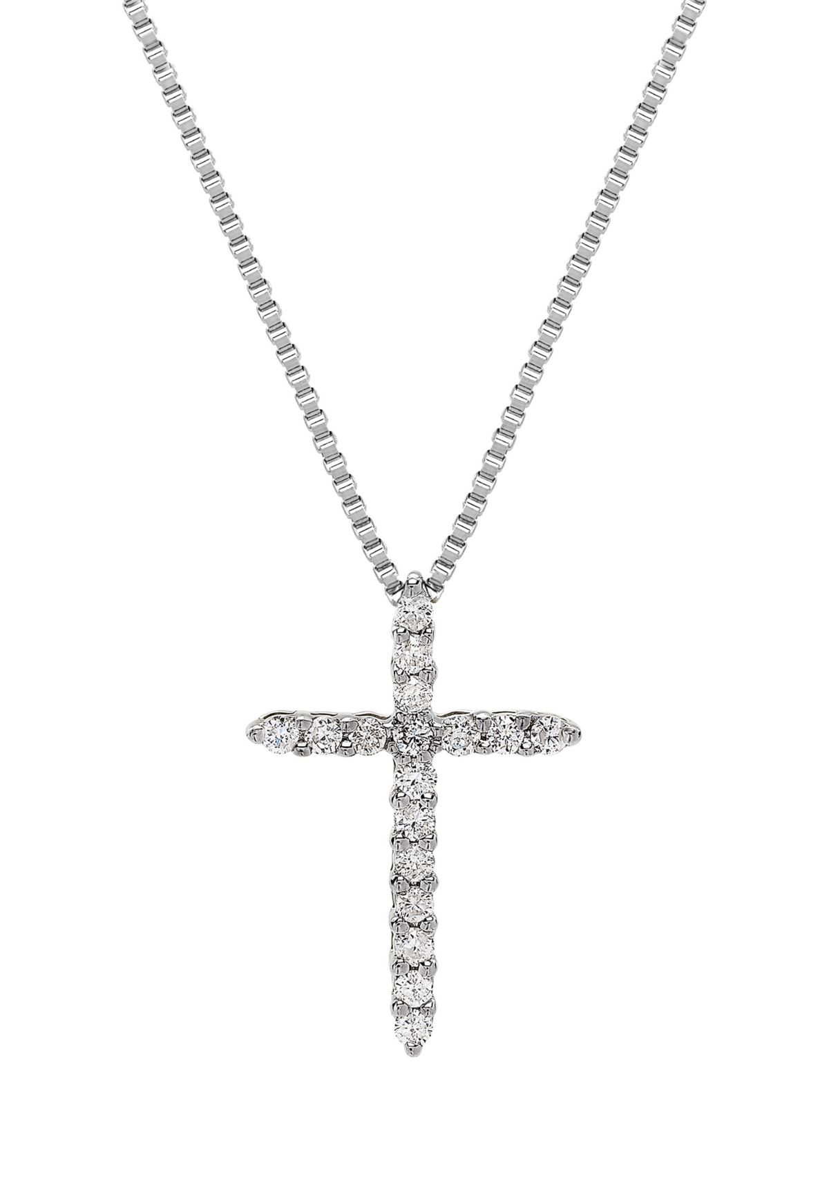 1/4 ct. t.w. Diamond Cross Pendant Necklace in 10k White Gold