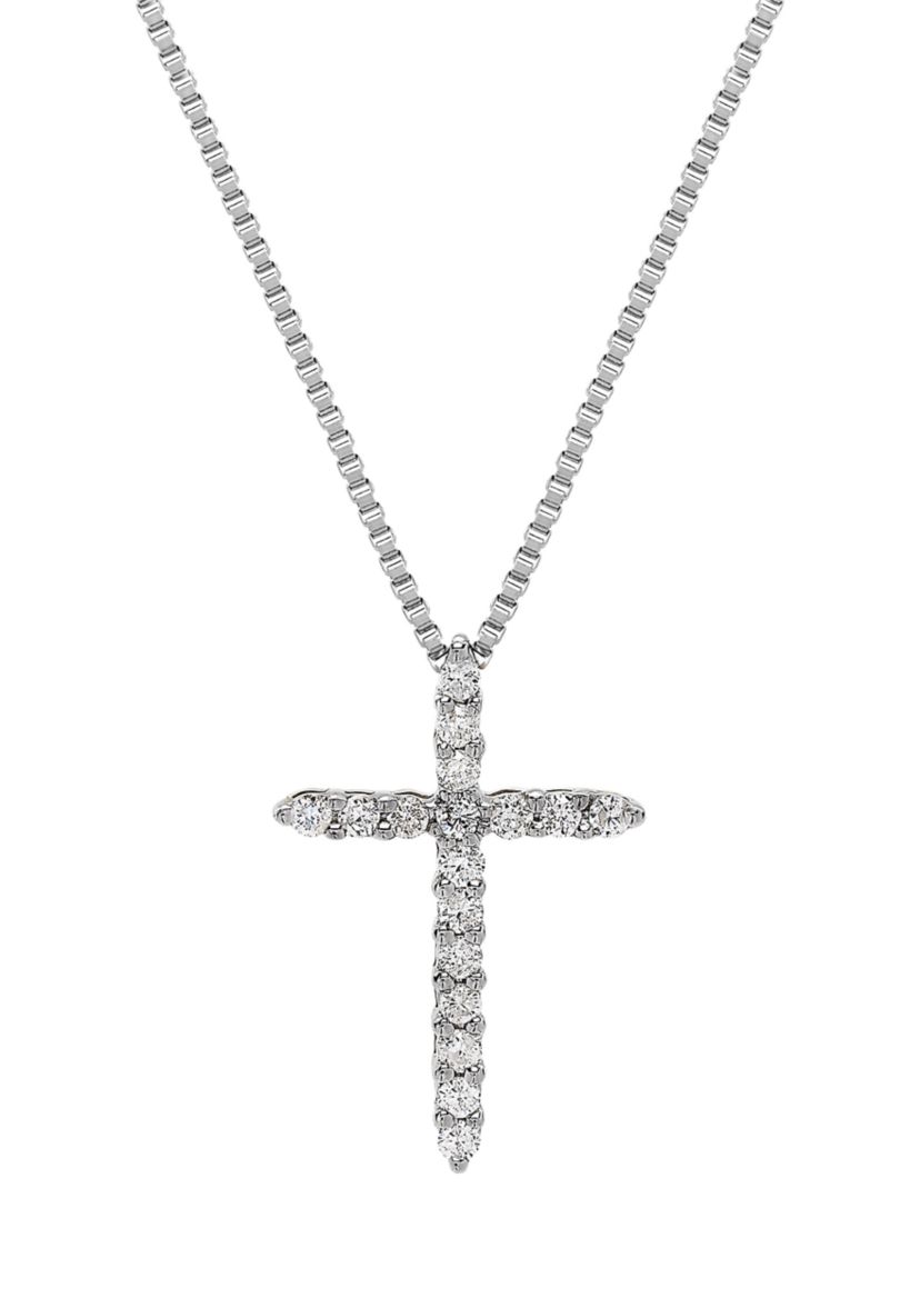 1/4 ct. t.w. Diamond Cross Pendant Necklace in 10k White Gold