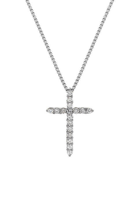 1/4 ct. t.w. Diamond Cross Pendant Necklace in 10k White Gold
