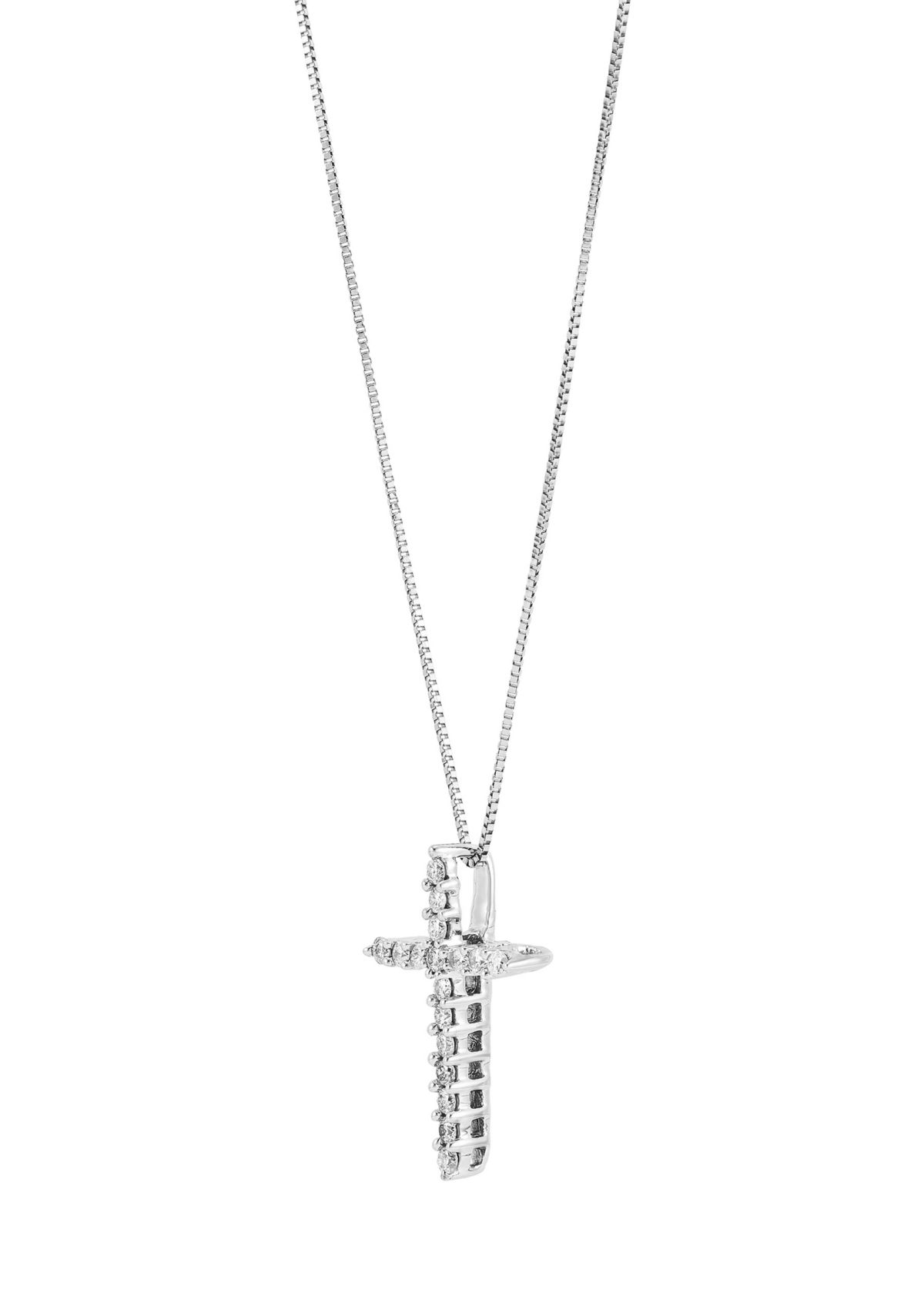 1/4 ct. t.w. Diamond Cross Pendant Necklace in 10k White Gold