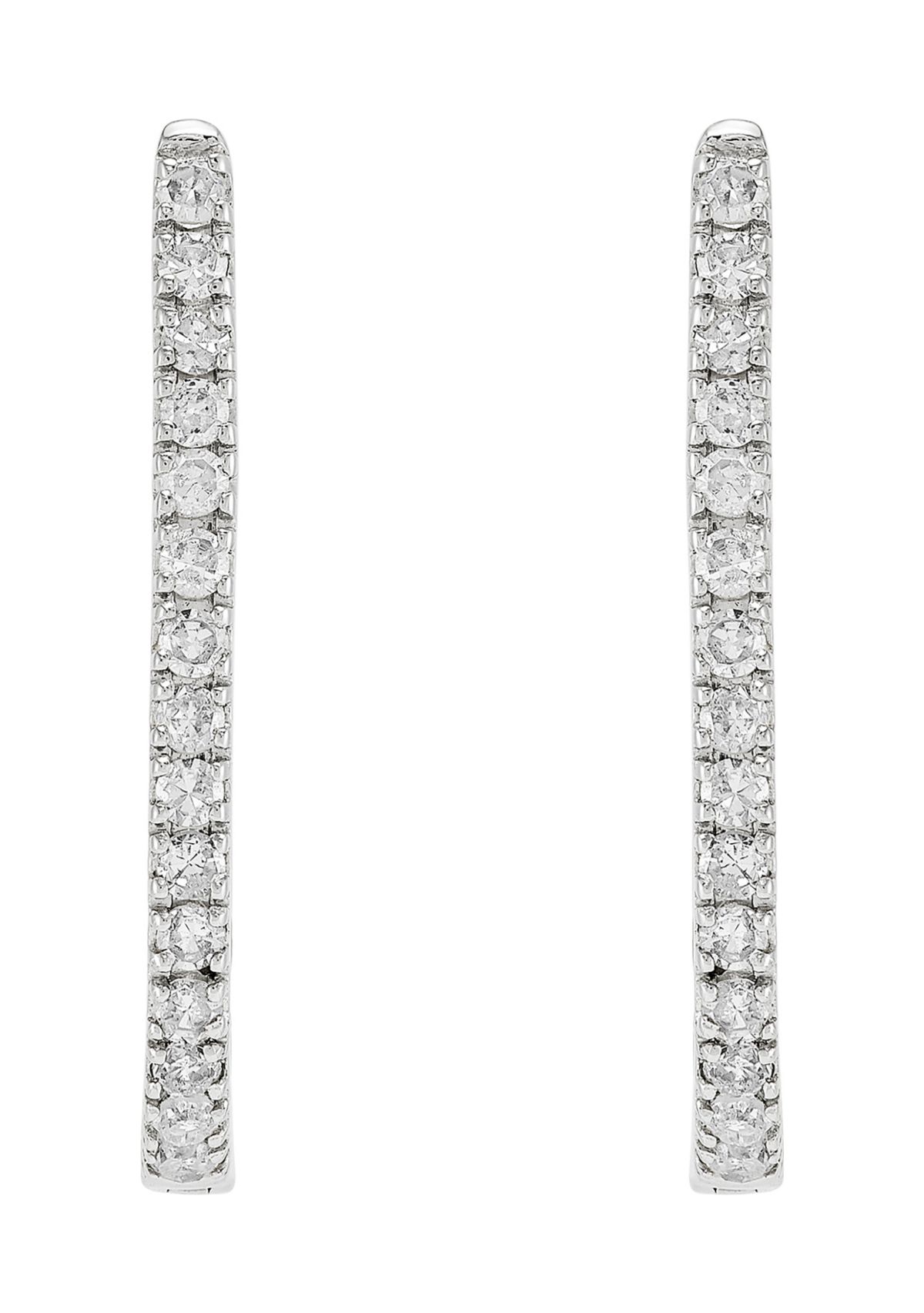 1/5 ct. t.w. Diamond Hoop Earrings in 10K White Gold