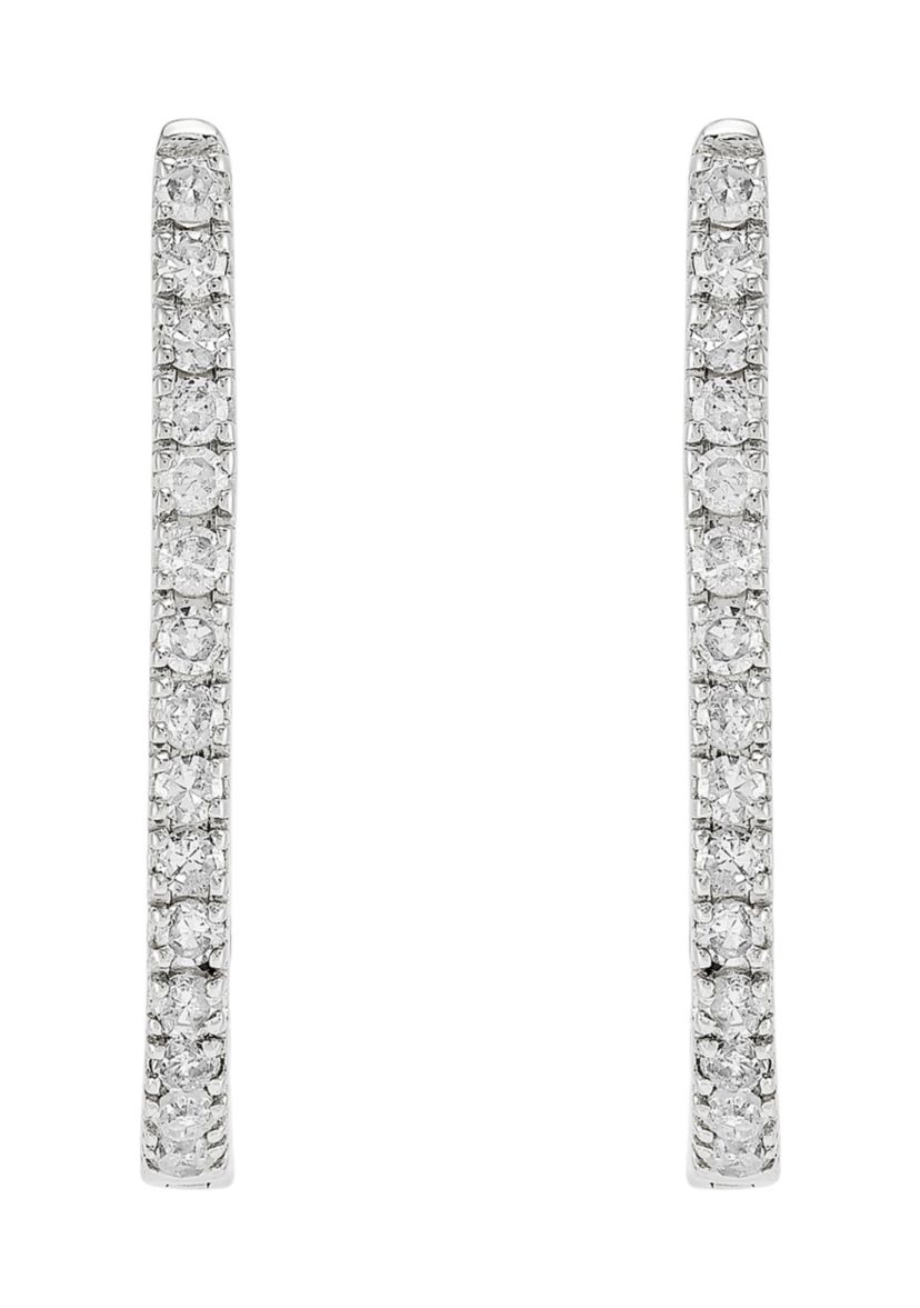 1/5 ct. t.w. Diamond Hoop Earrings in 10K White Gold