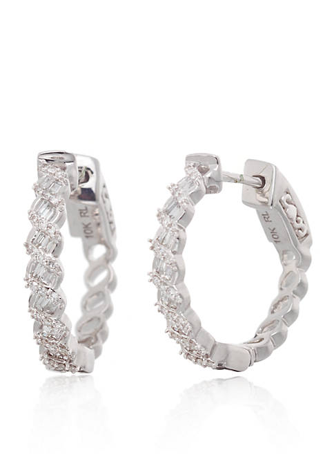 0.34 ct. t.w. Diamond Hoop Earrings in 10K White Gold