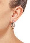 1/2 ct. t.w. Diamond Triple Hoop Earrings in 10K White Gold