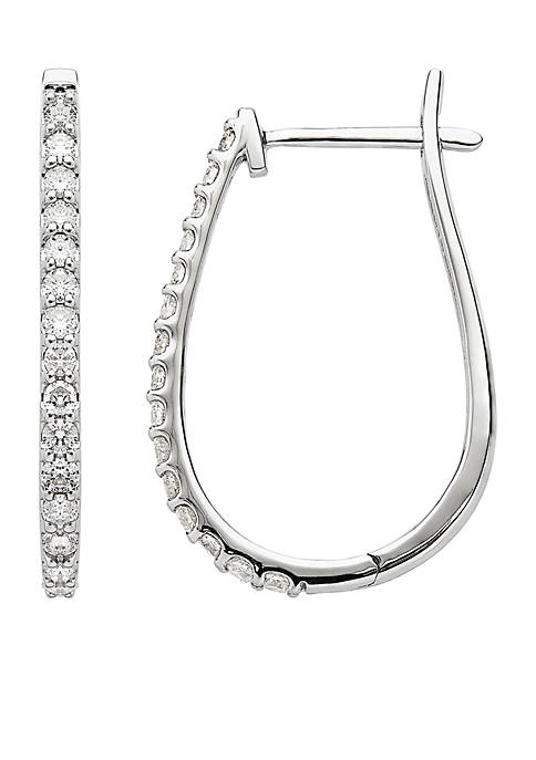 1 ct. t.w. Diamond Hoop Earrings in 10k White Gold