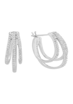 Belk & Co 1/4 Ct. T.w. Diamond Hoop Earrings In 10K White Gold