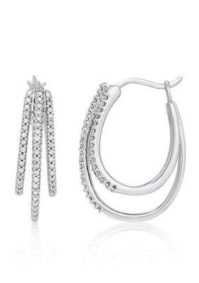 Belk & Co. Diamond Hoop Earrings in 10k White Gold | belk