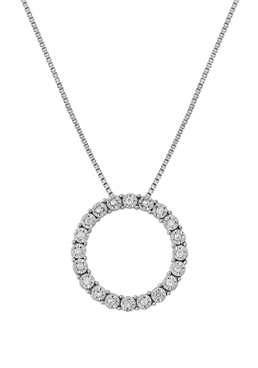 1/10 ct. t.w. Diamond Round Pendant Necklace in Sterling Silver 