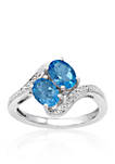 Topaz and Diamond Ring in Sterling Silver