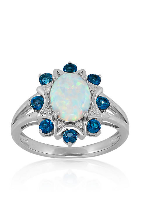 Belk & Co. Created Opal and Blue Topaz Ring in Sterling Silver | belk