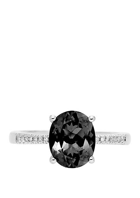 2.2 ct. t.w. Onyx and 0.042 ct. t.w. Diamond Ring in Sterling Silver