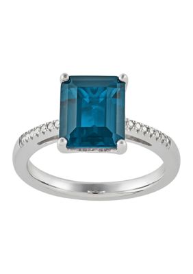 Belk & Co 1 Ct. T.w. Diamond And Swiss Blue Topaz Ring In Sterling Silver