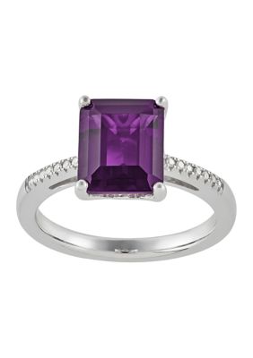 Belk & Co 1/10 Ct. T.w. Diamond And Amethyst Ring In Sterling Silver