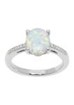 7/8 ct. t.w. Created Opal and 0.042 ct. t.w. Diamond Ring in Sterling Silver