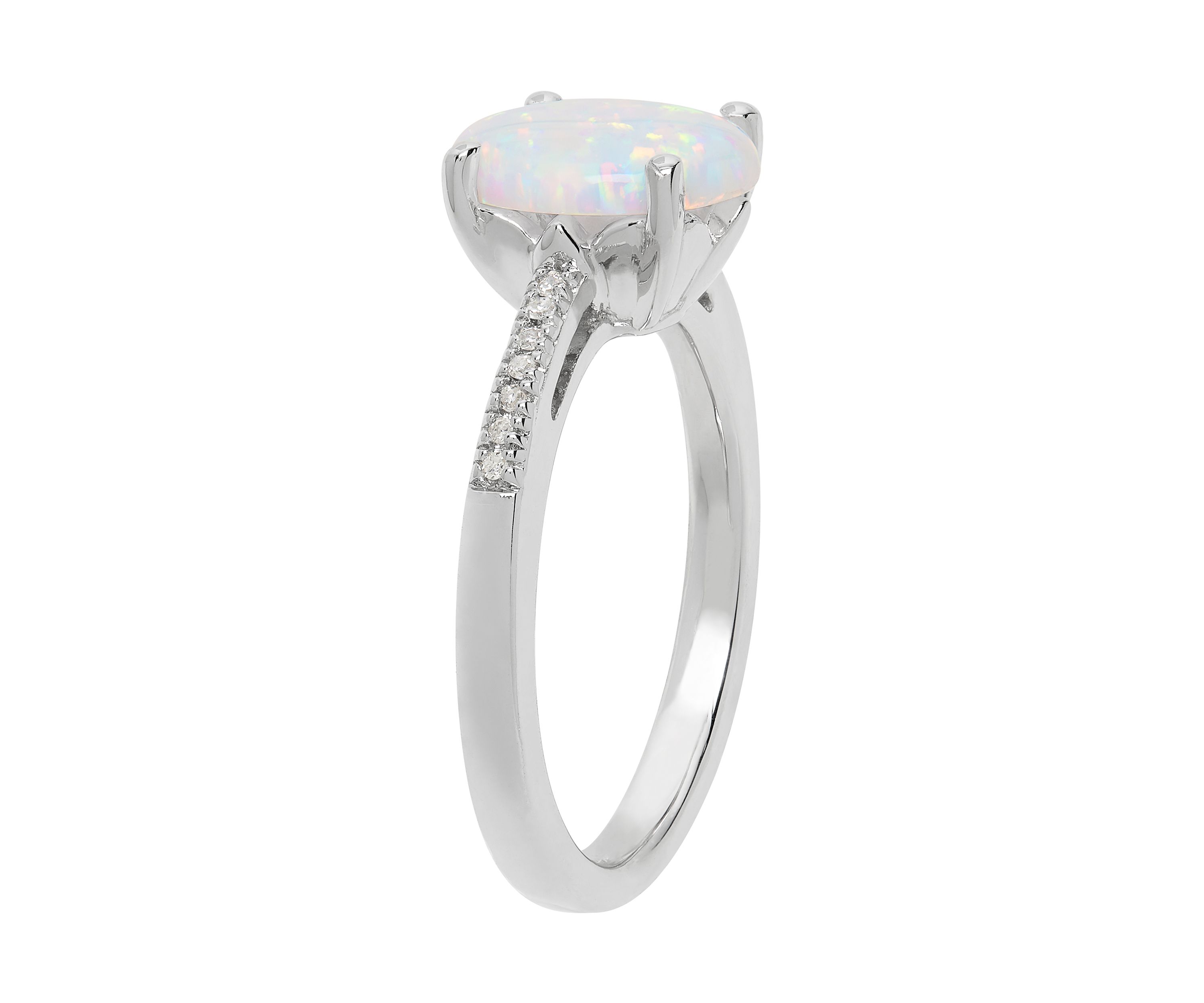 7/8 ct. t.w. Created Opal and 0.042 ct. t.w. Diamond Ring in Sterling Silver
