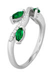 Lab Created Created Emerald and Created White Sapphire Ring in Sterling Silver