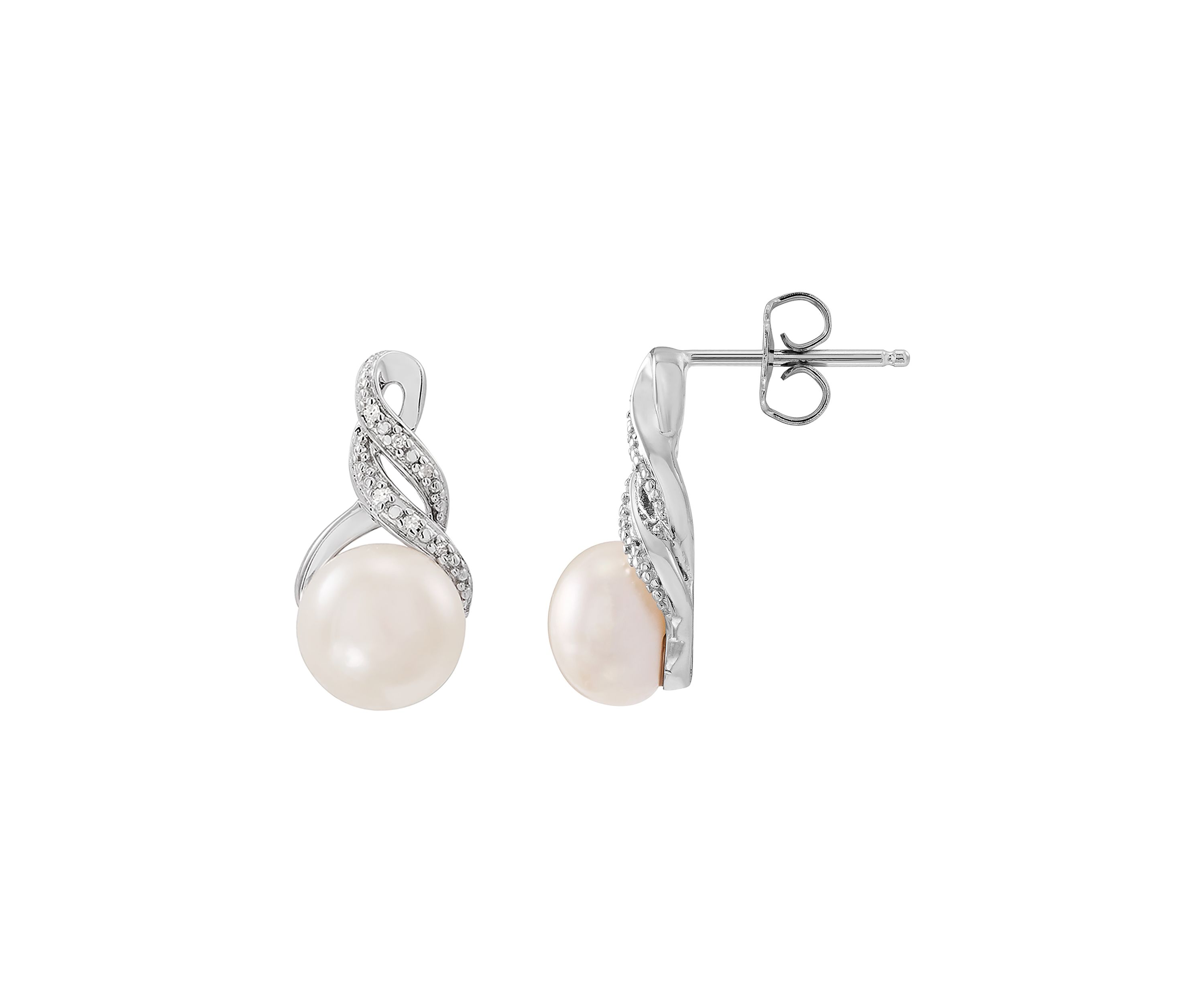 1/10 ct. t.w. Diamond and Pearl Pendant with 18" Rope Chain and Earrings Set in Sterling Silver 