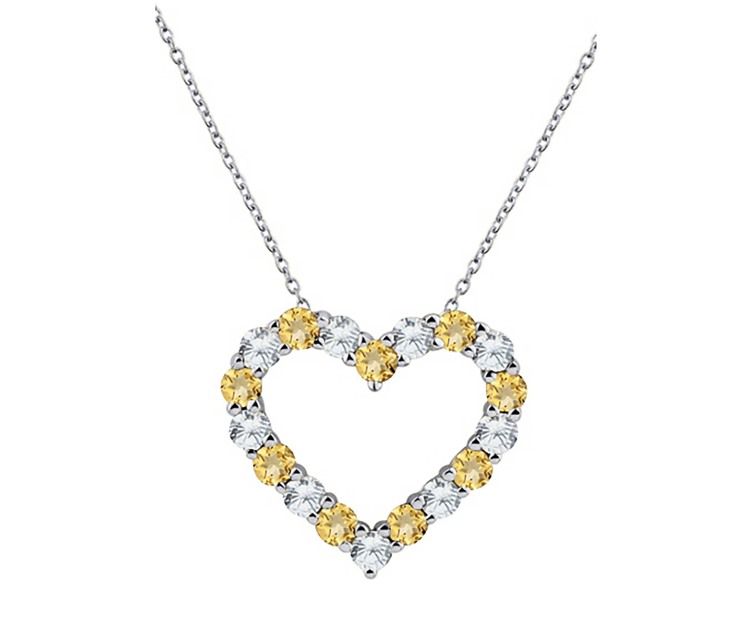 Created Citrine and White Sapphire Heart Pendant Necklace in Sterling Silver