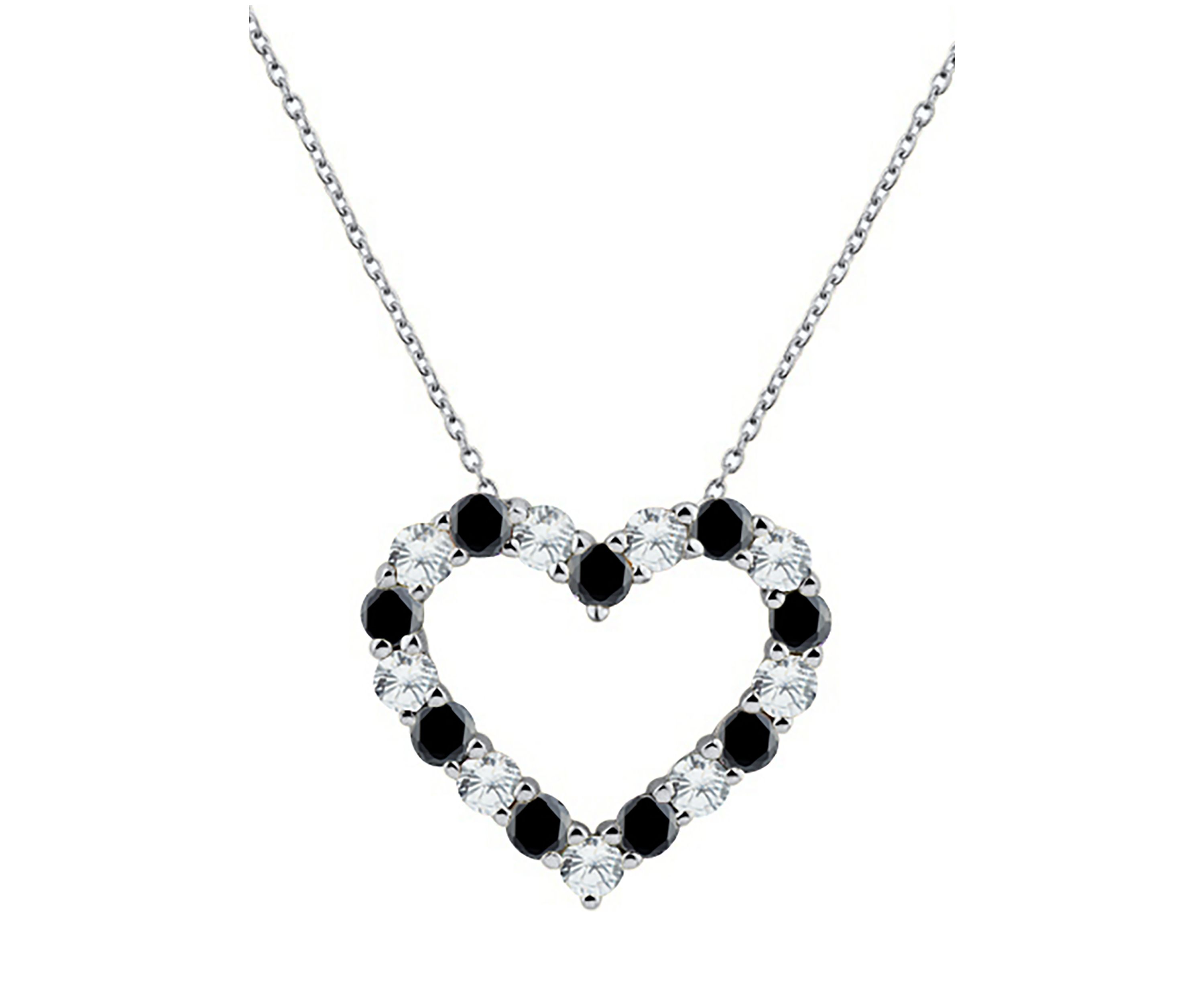 Onyx Heart Pendant Necklace in Sterling Silver