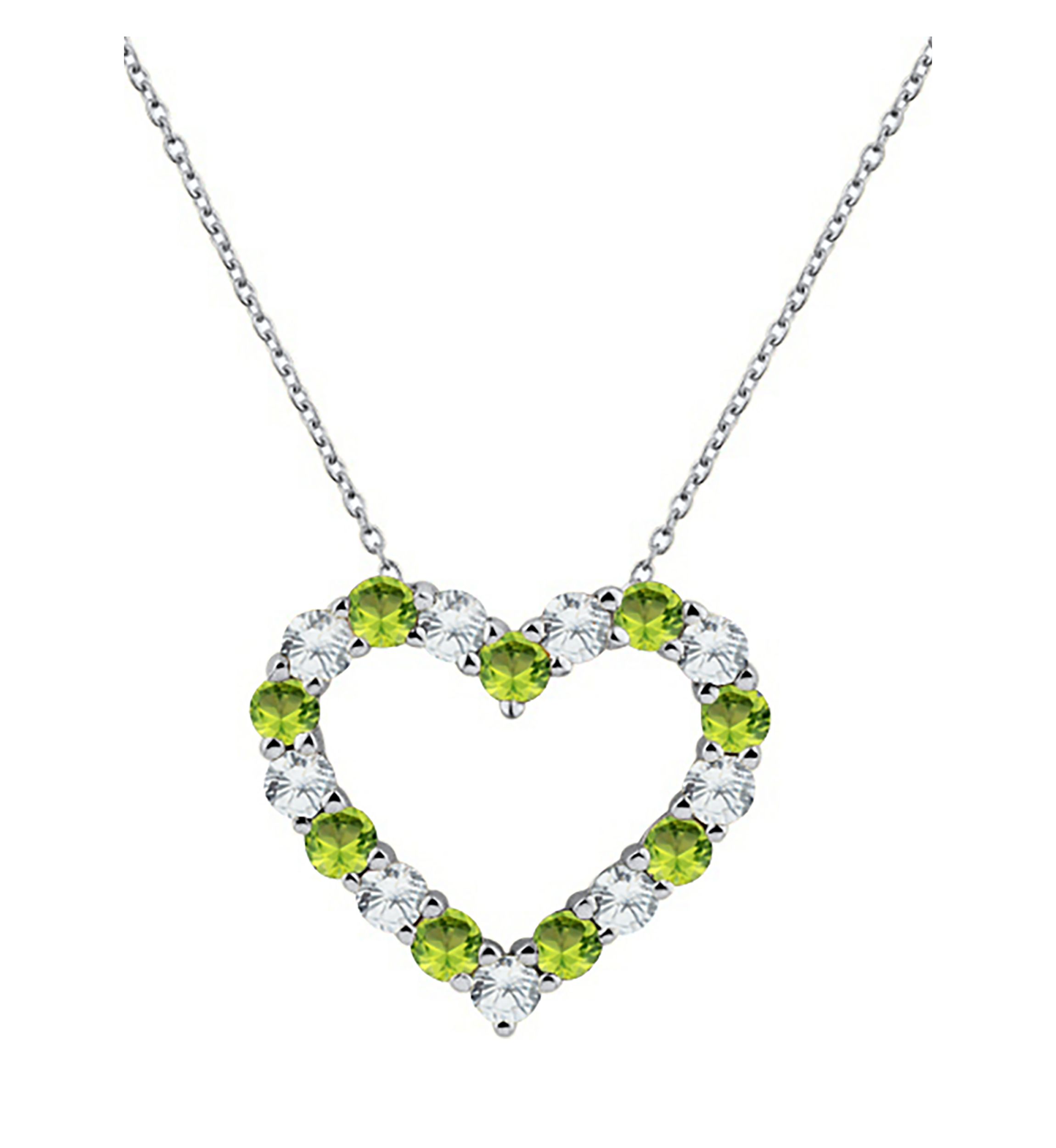 Peridot Heart Pendant Necklace in Sterling Silver