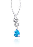 Blue Topaz and Diamond Necklace in Sterling Silver