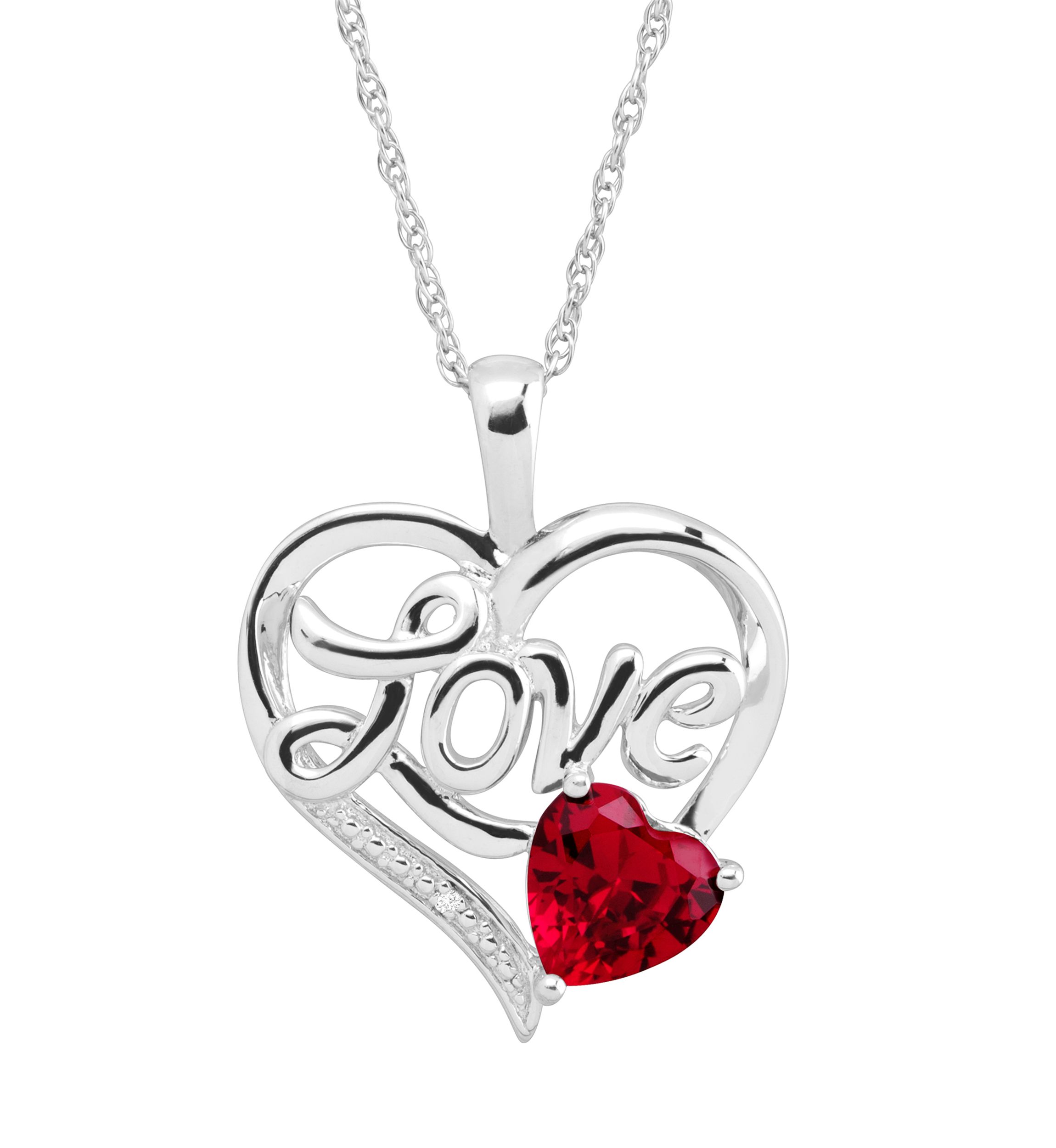 1/10 ct. t.w. Lab Grown Diamond and Lab Grown Sapphire Heart Pendant Necklace with 18" Rope Chain in Sterling Silver