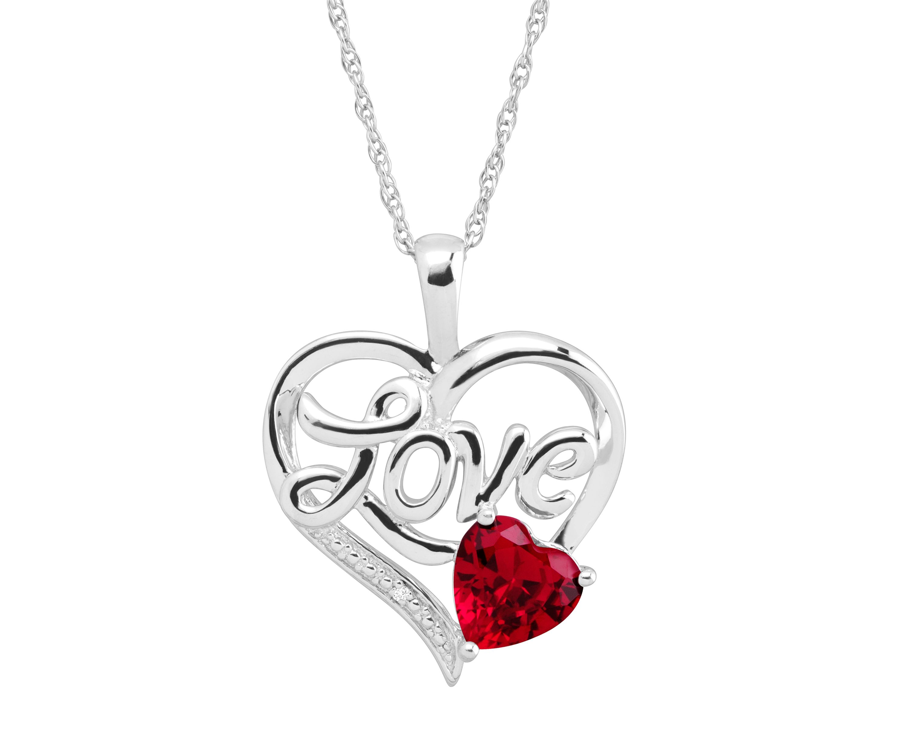 1/10 ct. t.w. Lab Grown Diamond and Lab Grown Sapphire Heart Pendant Necklace with 18" Rope Chain in Sterling Silver