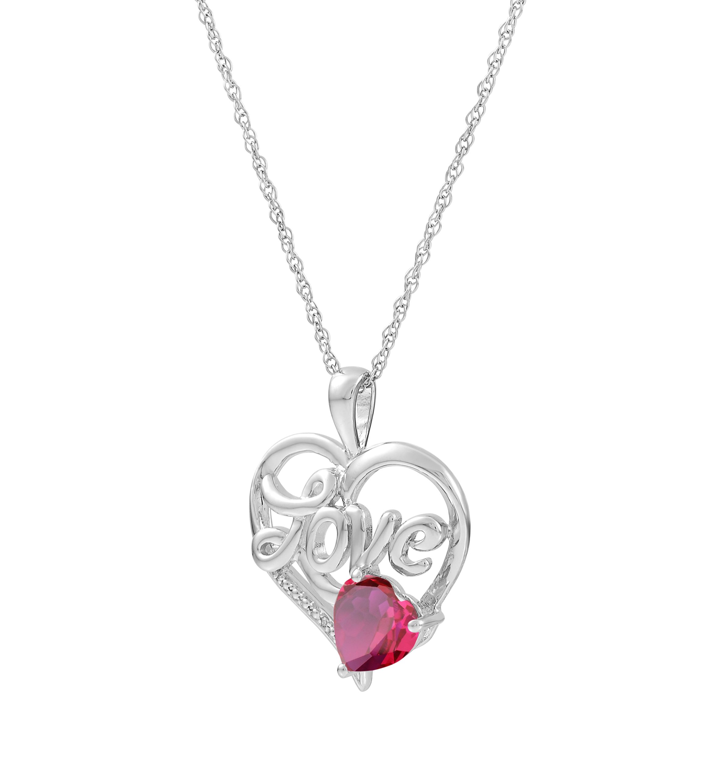 1/10 ct. t.w. Lab Grown Diamond and Lab Grown Sapphire Heart Pendant Necklace with 18" Rope Chain in Sterling Silver