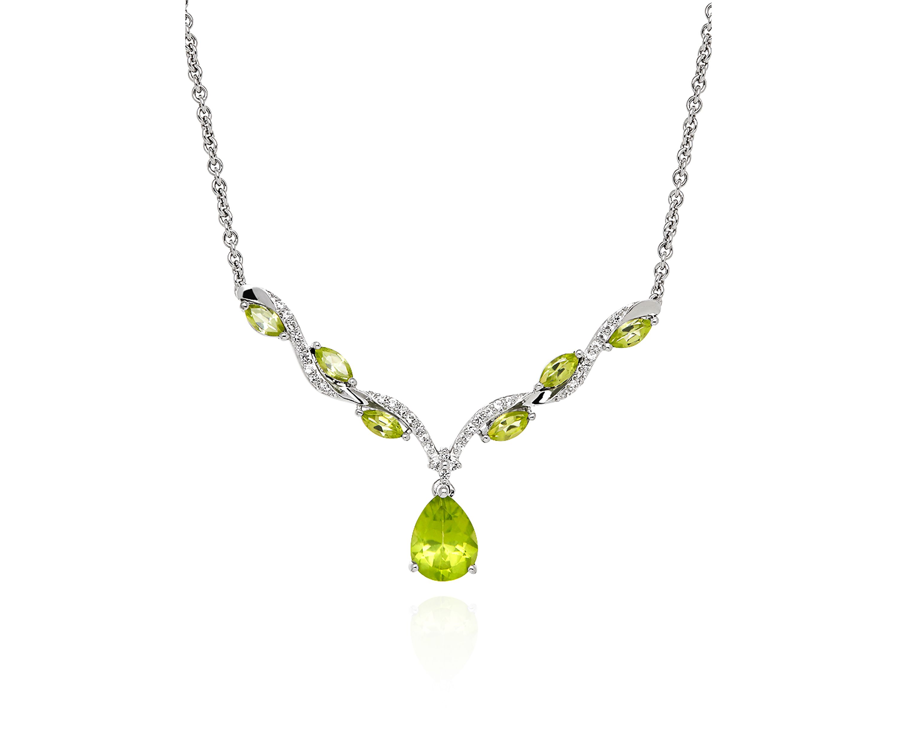 Peridot Teardrop Pendant Necklace in Sterling Silver Necklace